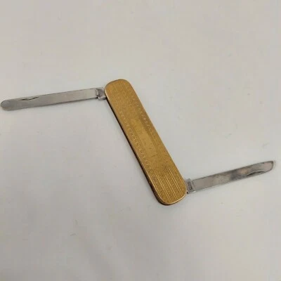 Vtg Colonial Multi 2 Blades Gold Tone Folding Pocket Knife - Image 1 of 4