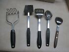 Set Of 5 Kitchen Tools Potato Mashe/ 2 spoons /2 Egg turners preowned