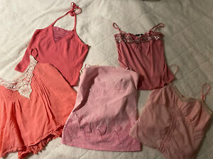 Lot of 5 Vintage 2000s Y2K Tank Tops S M Myth Fairy Core Rave City Express Pink