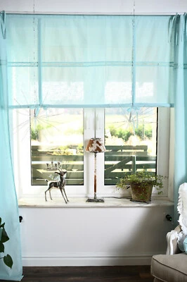 JULIA MINT PASTELL Raffrollo 160x120cm Gardine Raffgardine Landhaus Shabby Chic - Bild 1 von 4
