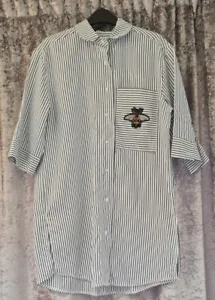 Striped Shirt With Butterfly Design On pocket - Picture 1 of 5