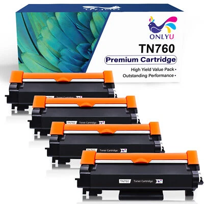 4PK TN760 Toner Cartridge for Brother TN730 MFC-L2710DW DCP-L2550DW HL-L2390DW - Image 1 of 4
