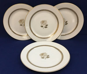 Rosenthal Rose China 4 Dessert Plates 6" White With Gold Rose & Trim Germany VTG - Picture 1 of 12