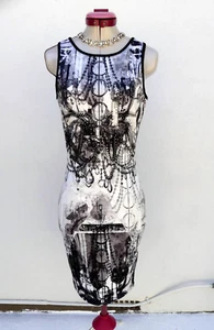 GUESS Black White Chandelier Mini DRESS Size S 8 Party Cocktail Sexy Evening - Picture 1 of 7