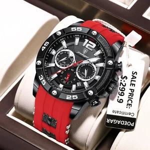 Mens Silicone Quartz Watches Waterproof Luminous Date Multifunction Wristwatches - Picture 1 of 20