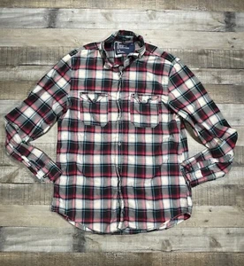 American Eagle Shirt Mens Large Black Red Plaid Long Sleeve Button Up - Picture 1 of 9