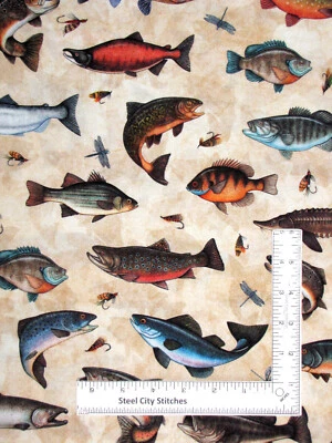 Tela náutica para peces - Señuelos de trucha salmón colas de pescado algodón crudo QT por yarda Foto 1 de 2