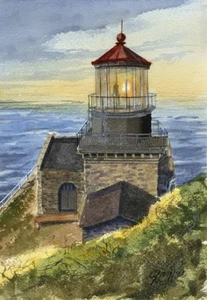 Faro Point Sur, Monterey, California. Tarjetas de notas de acuarela de Gerald Hill - Imagen 1 de 2