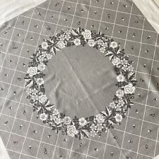 Vintage Scandi Cotton Tablecloth Grey Floral Pattern 60s 70s