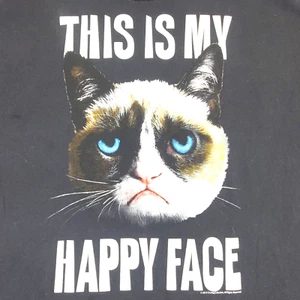 Grumpy Cat Mens Graphic T-Shirt XXL Black This Is My Happy Face - Picture 1 of 7