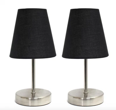 Set Simple Designs LT2013-BLK-2PK 砂镍迷你基本台灯黑色灯罩 — 第 1/4 张图片