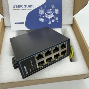8 Port Gigabit Industrial Ethernet Switch, 8 Ports 10/100/1000Mbps, Fanless - Picture 1 of 4