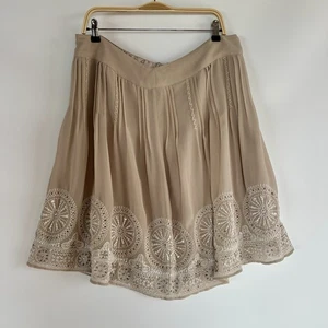 Chico's Beige Fancy Sequin Embroidered Chiffon Skirt Size 3 XL New - Picture 1 of 20