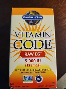 Garden of Life Vitamin Code Raw D3 2 000 IU 60 Vegetarian Capsules Dairy-Free - Picture 1 of 3