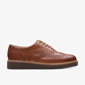 Clarks Damen Glickly Brogue dunkelbraun Leder Brogues Leder Freizeit - Bild 1 von 6