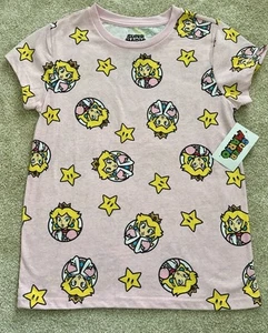 NWT Nintendo Super Mario Bros Princess Peach Pink Girls T-Shirt Size 14 - Picture 1 of 4