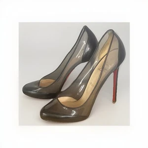 CHRISTIAN LOUBOUTIN ZHORA BLACK LEATHER & PVC PUMPS SZ 41 - Minor Defect - Picture 1 of 8