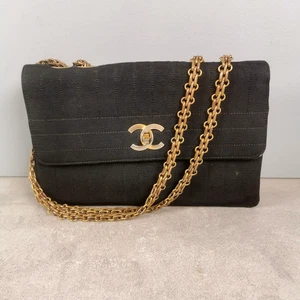 SAC a Main CHANEL 2.55 Noir Bagagerie de Luxe Maroquinerie Chaine Dorée P32 - Picture 1 of 12
