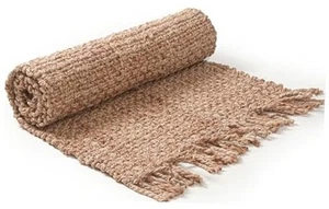 100% Jute Braided Boho Runner Rug 2'x5' - Natural, Hand 24x60" Natural Beige - Picture 1 of 8