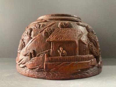 Antigua lavadora de cepillo de figura de paisaje tallada a mano raíz de bambú natural china 2468 Foto 1 de 4