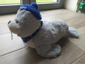 Plüsch Robbe Seehund Ostsee grau weiß ca. 35cm Plüschtier -fast neu- - Bild 1 von 6