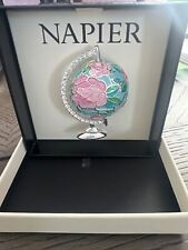 New Napier Beautiful Floral Globe Brooch Pin Silver Tone NEW w Box Rhinestones