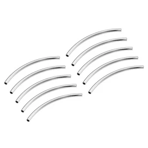 100pcs Brass Curved Noodles Tube Beads for Jewelry Making Silver 2mmx1.5mmx35mm - Picture 1 of 6