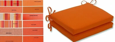 Sunbrella Custom Outdoor Chair Pad Cushion with ties, ORANGE - Image 1 of 3