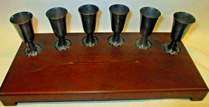 Silver plate - Liquor set for 6 - 1930'S With wood stand - MINT old stock - Picture 1 of 13