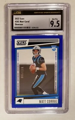 2022 Score Football Matt Corral Rookie #302 Showcase Parallel 077/100 CSG 9.5 - Image 1 of 2