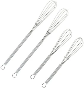 4 Pack Mini Wire Kitchen Whisks Small Egg Whisk Gravy Sauce Mini Whisk - Picture 1 of 4
