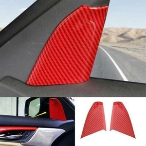Cubierta de pilar triángulo delantero de fibra de carbono rojo para Cadillac CT5 2020-2024 - Imagen 1 de 3