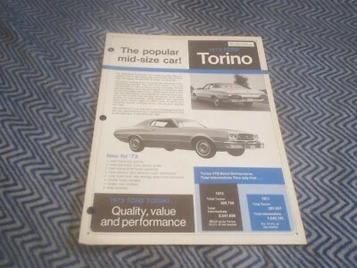 1973 FORD GRAN TORINO/TORINO REVENDEDOR ÁLBUM VENDEDORES FOLHETO POPULAR TAMANHO MÉDIO - Imagem 1 de 3
