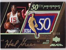 2007-08 UD Black HAL GREER 50th Anniversary On-Card Auto Gold #d 10 HOF