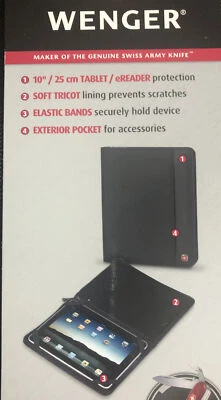 New Wenger Swiss Army DOMAIN 10" BLACK Zippered Tablet eReader Case 66406101 $30 - Image 1 of 4