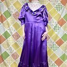 Vintage 70s bright purple & white lacy Gunne Sax style maxi dress size Medium