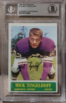 1964 Philadelphia #110 Mick Tingelhoff HOF Rookie RC Signed BAS Beckett Auto - Image 1 of 2
