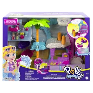 MATTEL Polly Pocket Pollyville Fun Car Wash Flamingo Toy HHJ05 - Picture 1 of 7