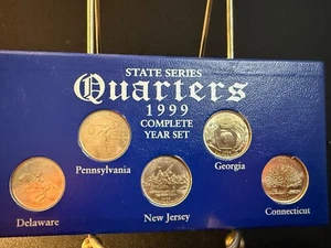 1999 Philadelphia Mint State Quarter Series Complete Yr. Set -PA, GA, DE, NJ, CT - Picture 1 of 4