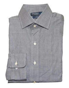 $125 Polo Ralph Lauren Mens Regent Custom Fit Plaid Dress Shirt Black 15.5 32/33 - Picture 1 of 3