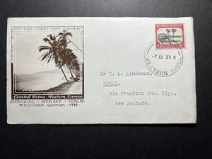 1935 Western Samoa First Day Cover FDC Apia to Mokai NZ Pictorial Stamps Coastal - Picture 1 of 2