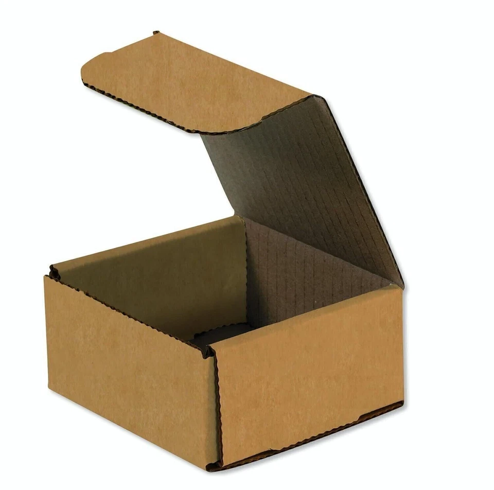 50 4" x 4" x 3" Kraft Corrugated Mailers Die Cut Tuck Flap Boxes - Image 1 of 1