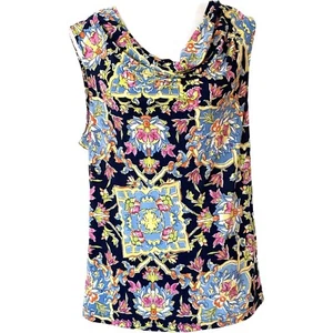 Chaps Sleeveless Top XL Floral Print draped scoop neckline *NEW* - Picture 1 of 7
