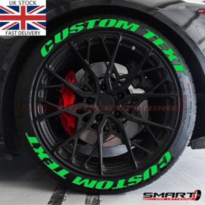 Tire Car Letter Stickers Permanent Custom Green Text Decal Wheel Stickers Kit - Picture 1 of 18