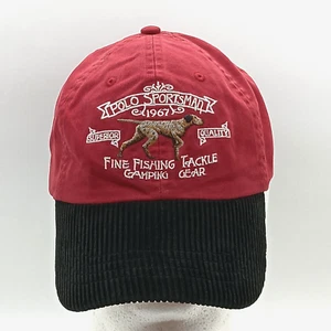 Vintage Polo Ralph Lauren Sportsman Cap/Pointer Dog/Strapback Red Hat/Cord Krempe - Bild 1 von 16