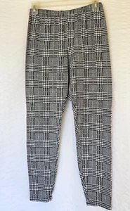 Retro Pants Women's Large Plaid Gray Pink Black Soft Lightweight Tapered Leg - Picture 1 of 6