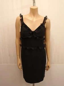 BOUTIQUE MOSCHINO Kleid Gr. 40 I44 USA10 Dress Schwarz Rüschen V-Ausschnitt - Bild 1 von 9