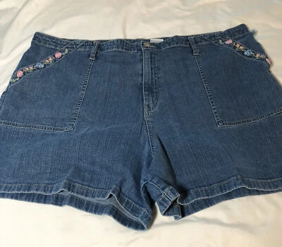 Pantalones Cortos Jean LA Blues Mujer Talla 26 Tiro Alto Denim Bordados De Colección Tiro Alto Foto 1 de 4