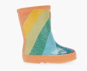 NEW! Hunter Kids Glitter Rainbow Stripe Pull-On Rainboot Orange Toddler Size 5 - Picture 1 of 5