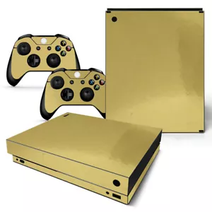 For Xbox One X Skin Console & 2 Controllers Gold Glossy Finish Vinyl Wrap Decal - Picture 1 of 1